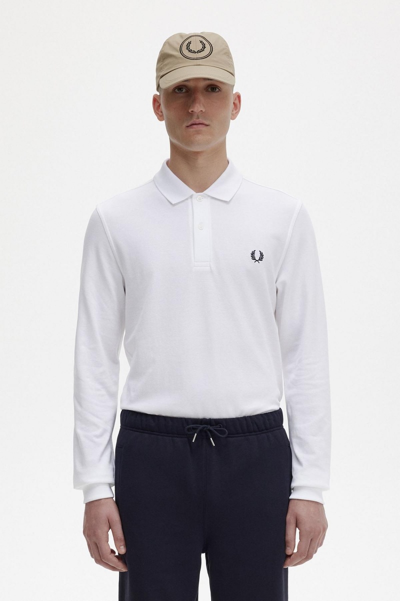 Fred Perry Shirt Fred Perry M6006 Hombre Blancos Azul Marino | XMXGW75596