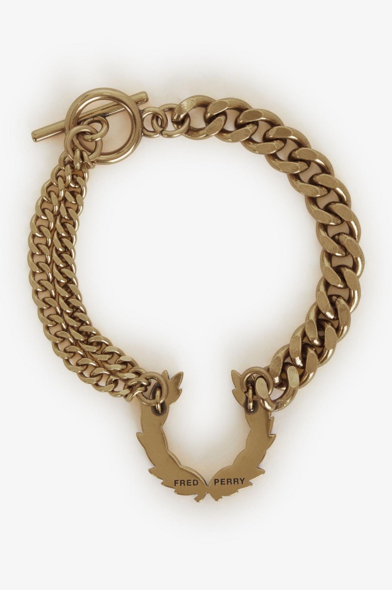 Joyería Fred Perry Double Chain Laurel Wreath Bracelet Accessories Dorados | MXJKU74062