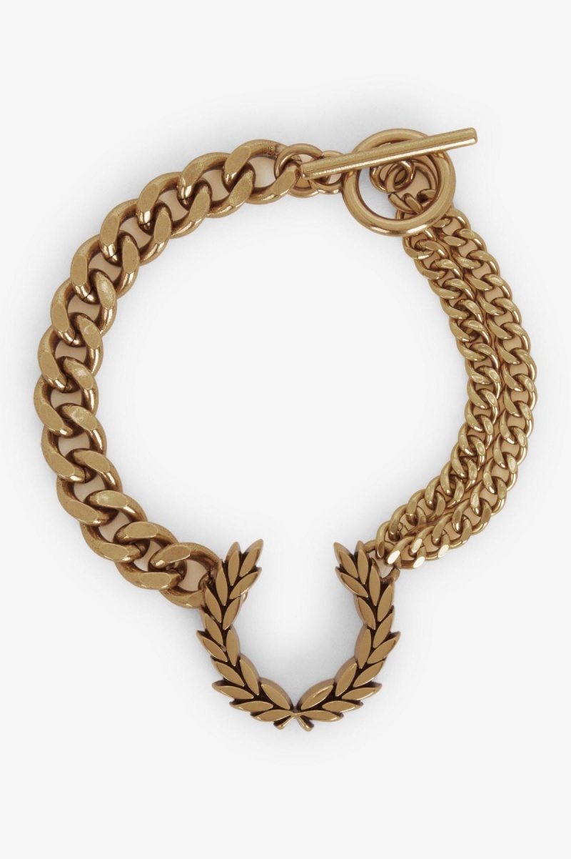 Joyería Fred Perry Double Chain Laurel Wreath Bracelet Accessories Dorados | MXJKU74062