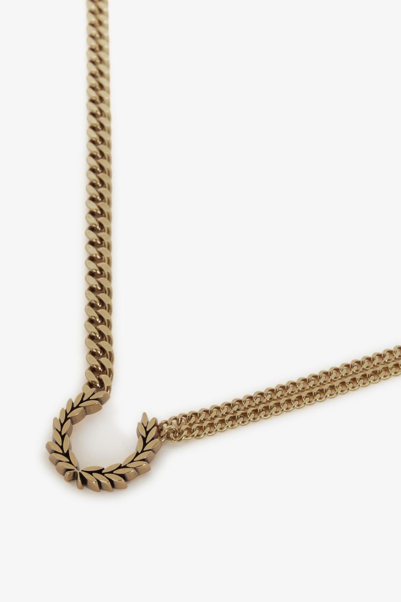 Joyería Fred Perry Double Chain Laurel Wreath Necklace Accessories Dorados | EMXHC62905