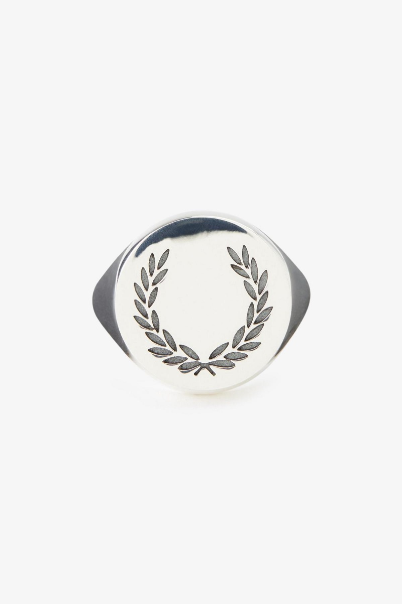 Joyería Fred Perry Laurel Wreath Ring Accessories Plateados | GMXUC30872