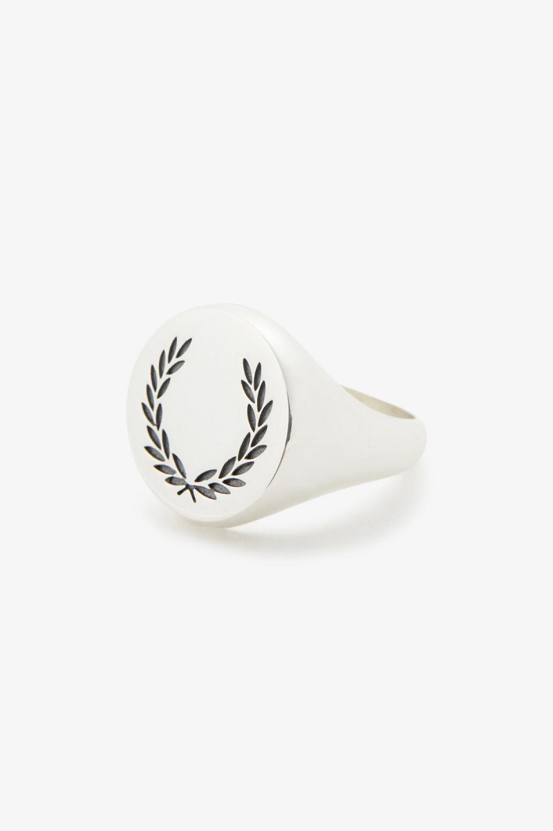 Joyería Fred Perry Laurel Wreath Ring Accessories Plateados | GMXUC30872