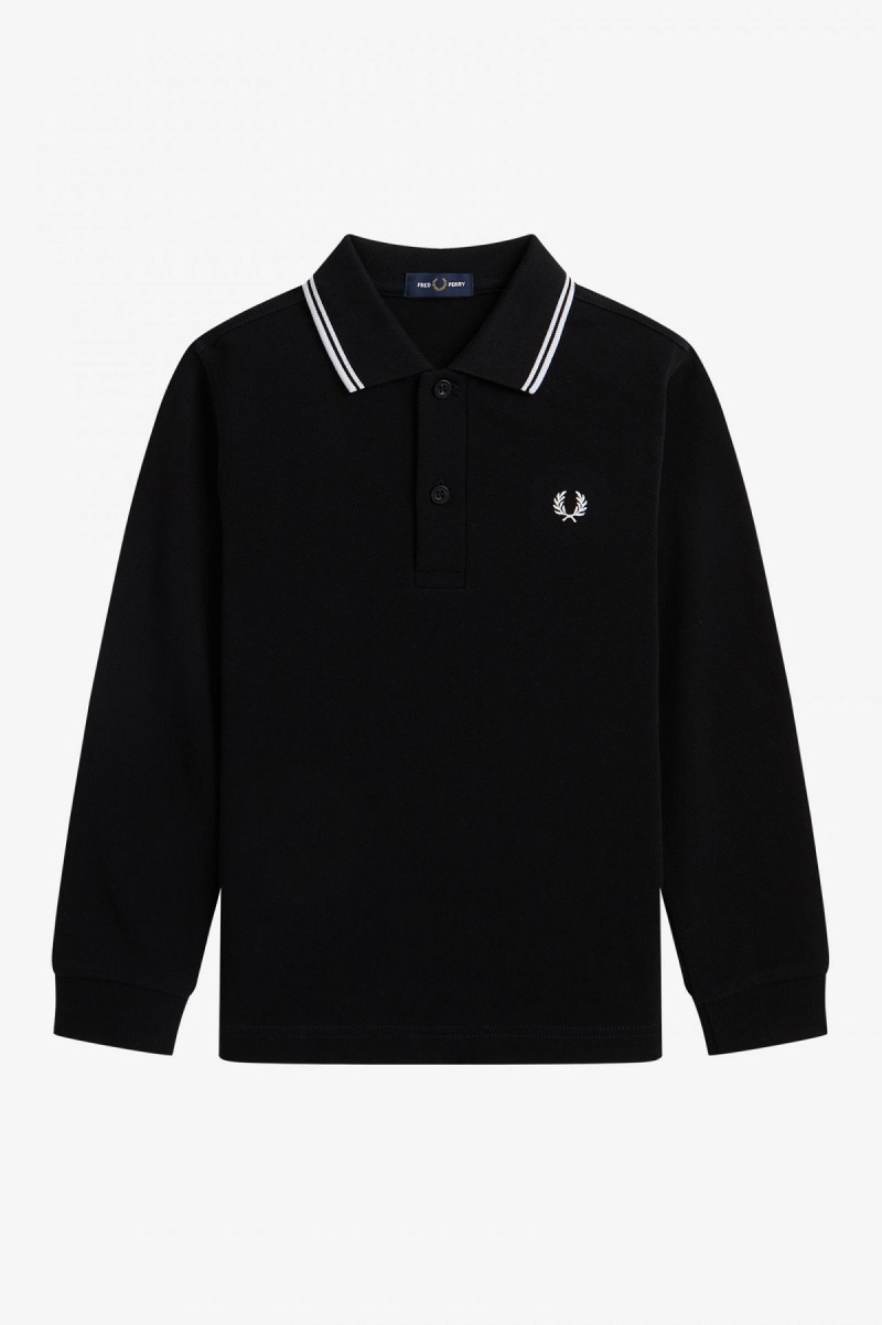 Niños Fred Perry Kids Long Sleeve Twin Tipped Accessories Negros Blancos Blancos | MXZPD99582