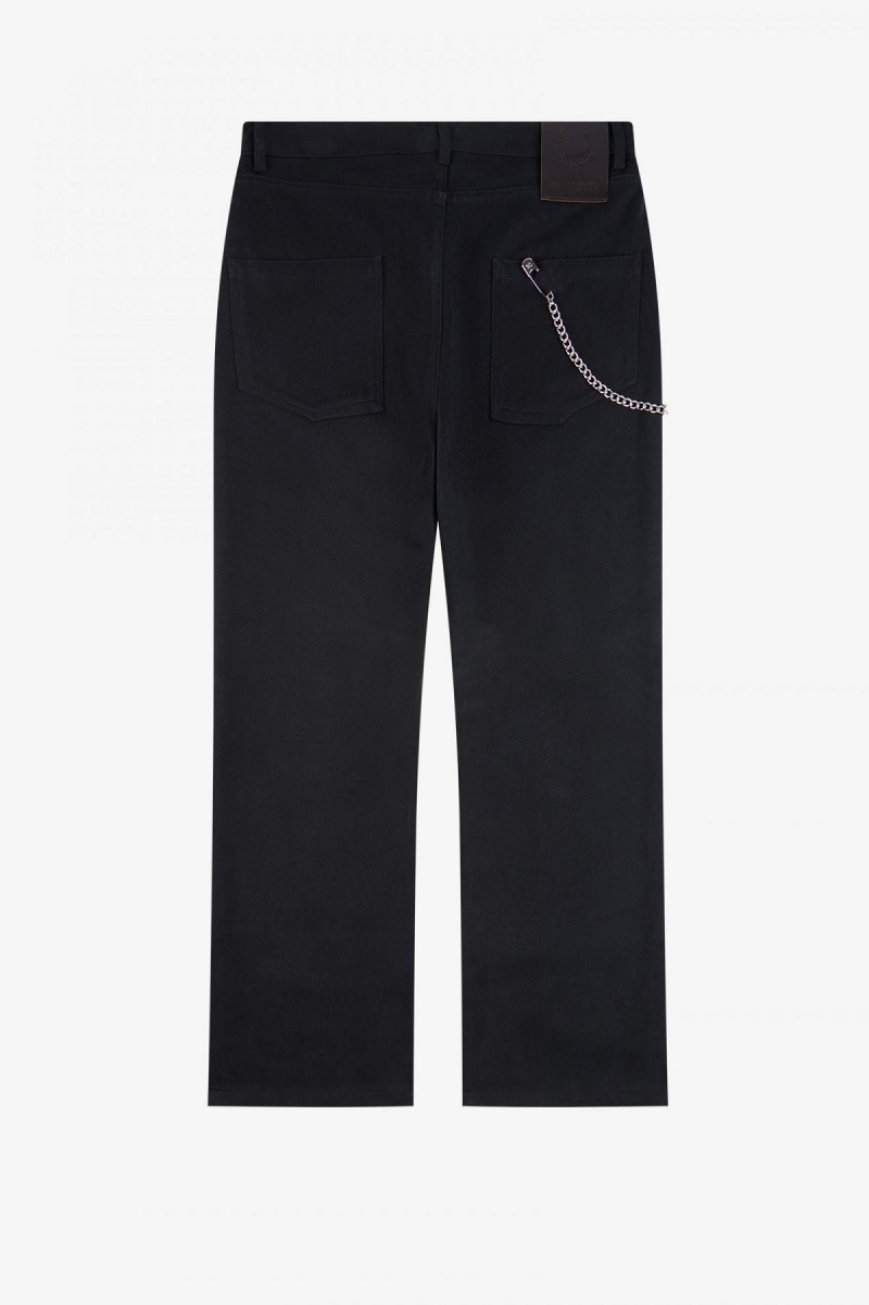 Pantalones Fred Perry Brushed Denim Trousers Hombre Negros | YMXVQ44053