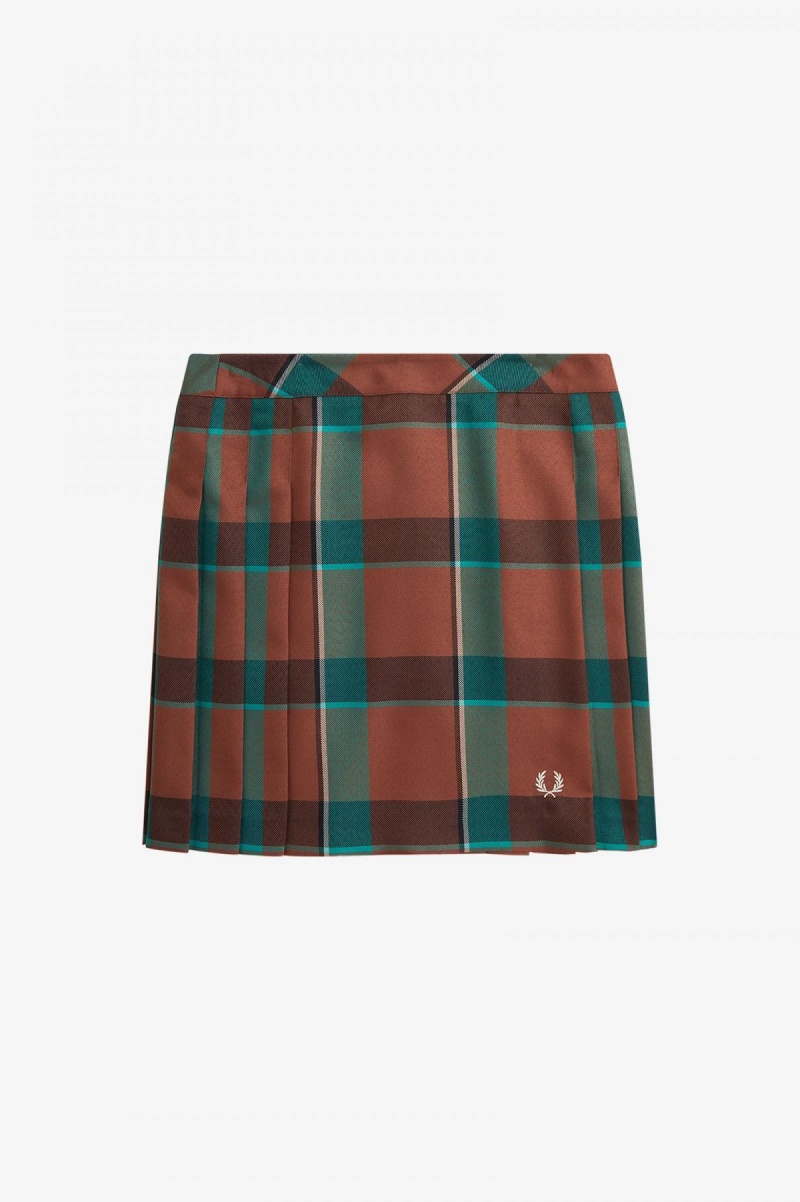 Pantalones Fred Perry Plisado Tartan Mujer Marrom | MMXFT81925