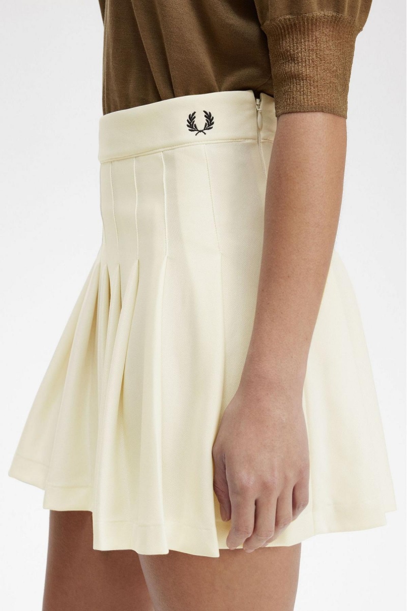 Pantalones Fred Perry Plisado Tenis Mujer Ecru | TMXPQ84678