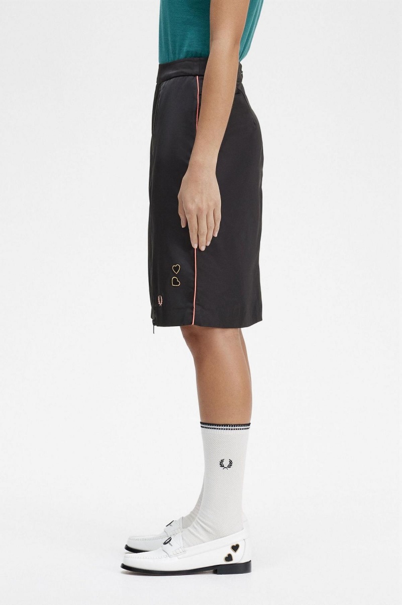 Pantalones Fred Perry Zip Detail Mujer Negros | QMXUV17178