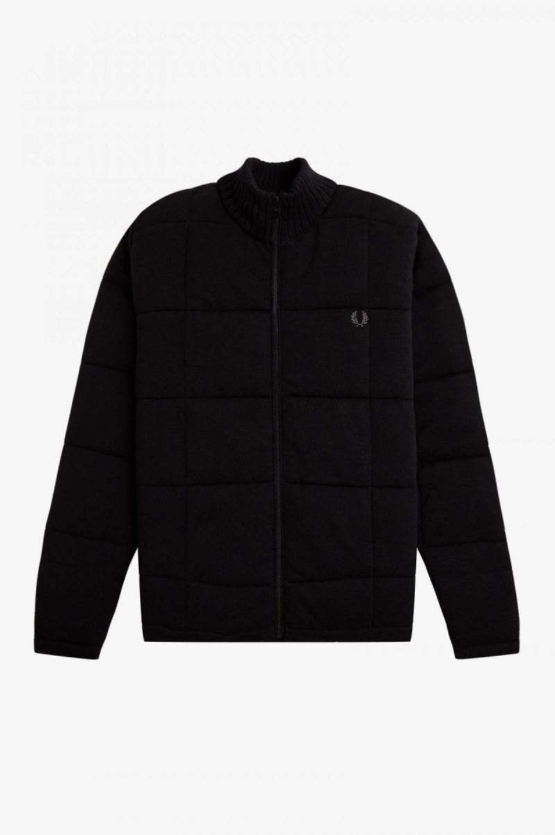 Prendas De Punto Fred Perry Acolchado De Punto Jacket Hombre Negros | MMXFT45475