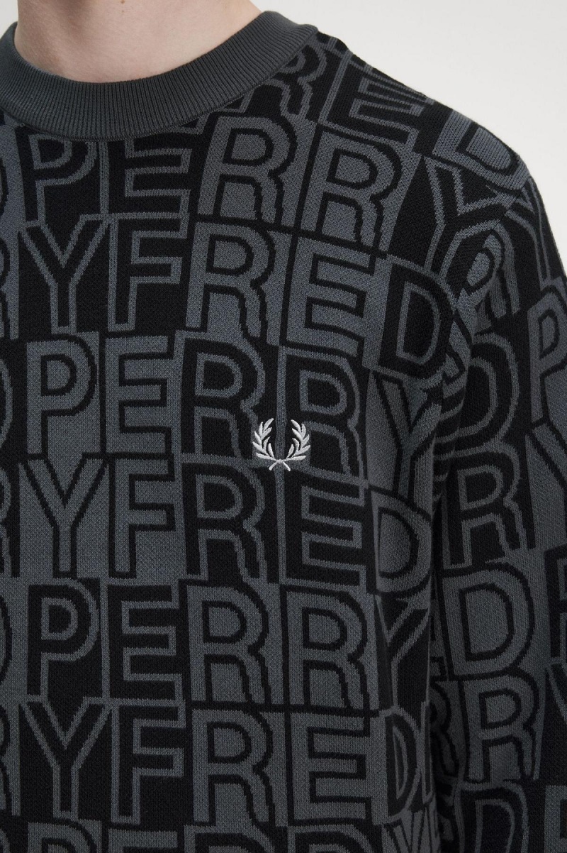 Prendas De Punto Fred Perry Block Estampados Jumper Hombre Gunmetal | EMXHC19965