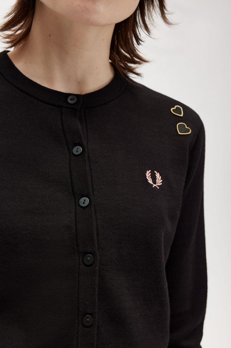 Prendas De Punto Fred Perry Button-Though Cardigan Mujer Negros | BMXSD97540