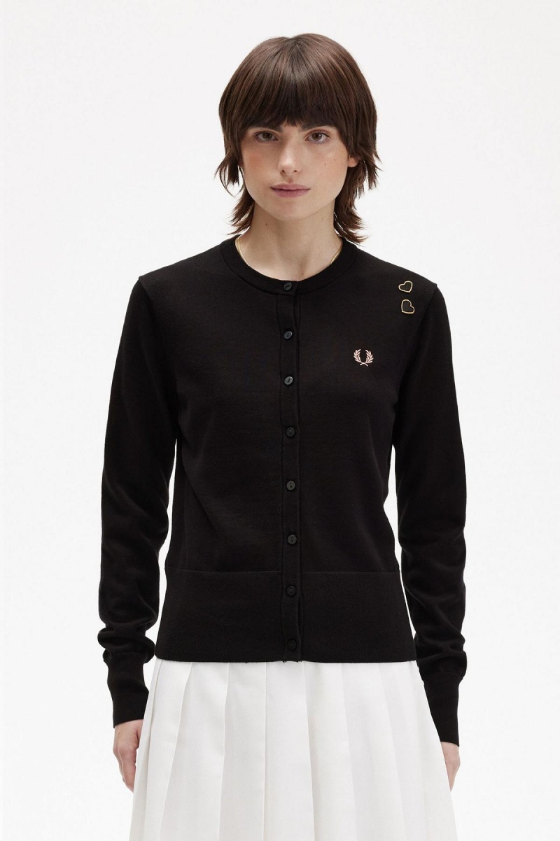 Prendas De Punto Fred Perry Button-Though Cardigan Mujer Negros | BMXSD97540