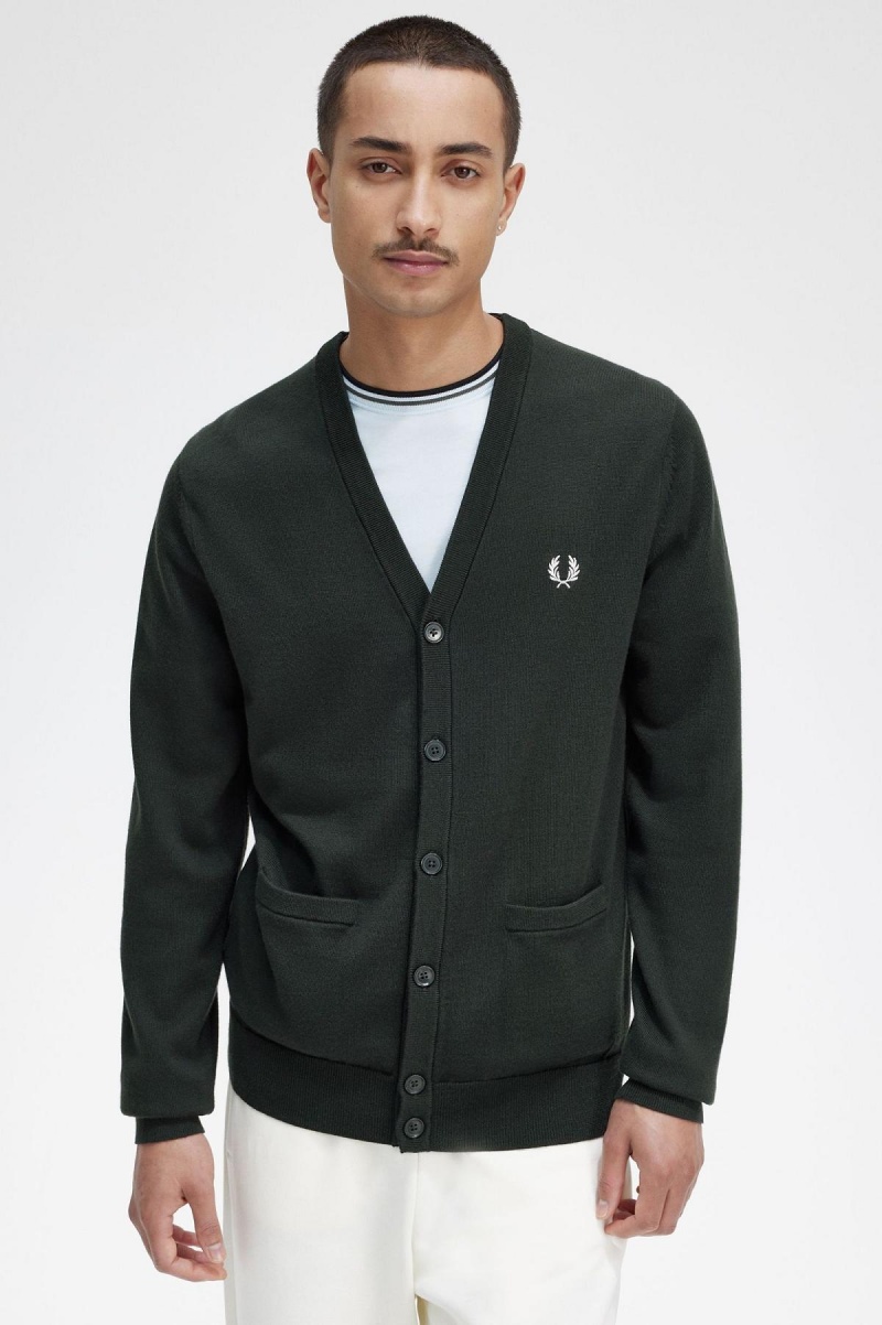 Prendas De Punto Fred Perry Classic Cardigan Hombre Verdes | DMXVO20957