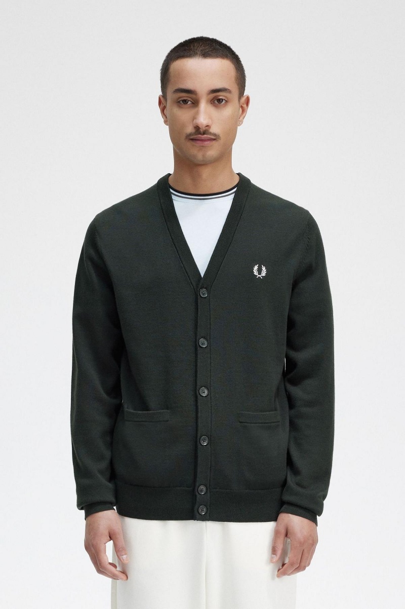 Prendas De Punto Fred Perry Classic Cardigan Hombre Verdes | DMXVO20957