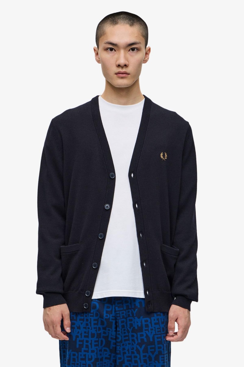 Prendas De Punto Fred Perry Classic Cardigan Hombre Azul Marino | YMXGT10692