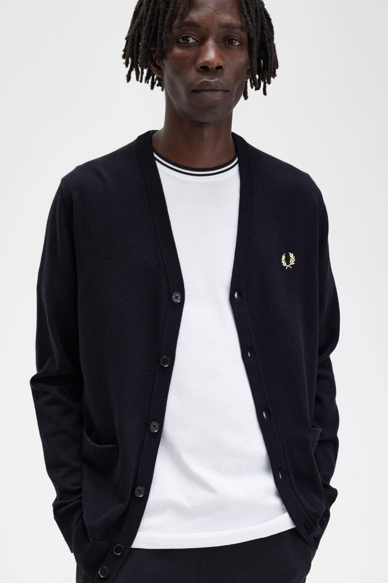 Prendas De Punto Fred Perry Classic Cardigan Hombre Negros | BMXSD39826