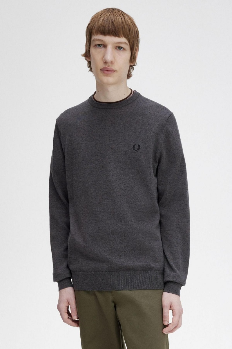 Prendas De Punto Fred Perry Classic Crew Neck Jumper Hombre Grises Oscuro | ZMXMJ90071