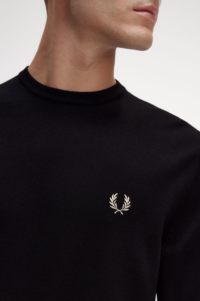 Prendas De Punto Fred Perry Classic Crew Neck Jumper Hombre Negros | MXZPD32806