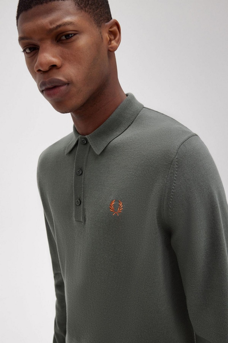 Prendas De Punto Fred Perry Classic De Punto Shirt Hombre Verdes | ZMXNQ57017