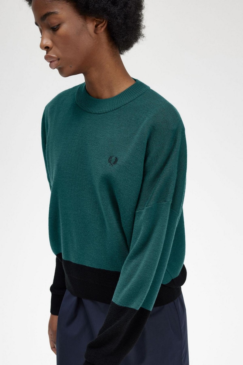 Prendas De Punto Fred Perry Colour Block Jumper Mujer Azules | MXQCS53206