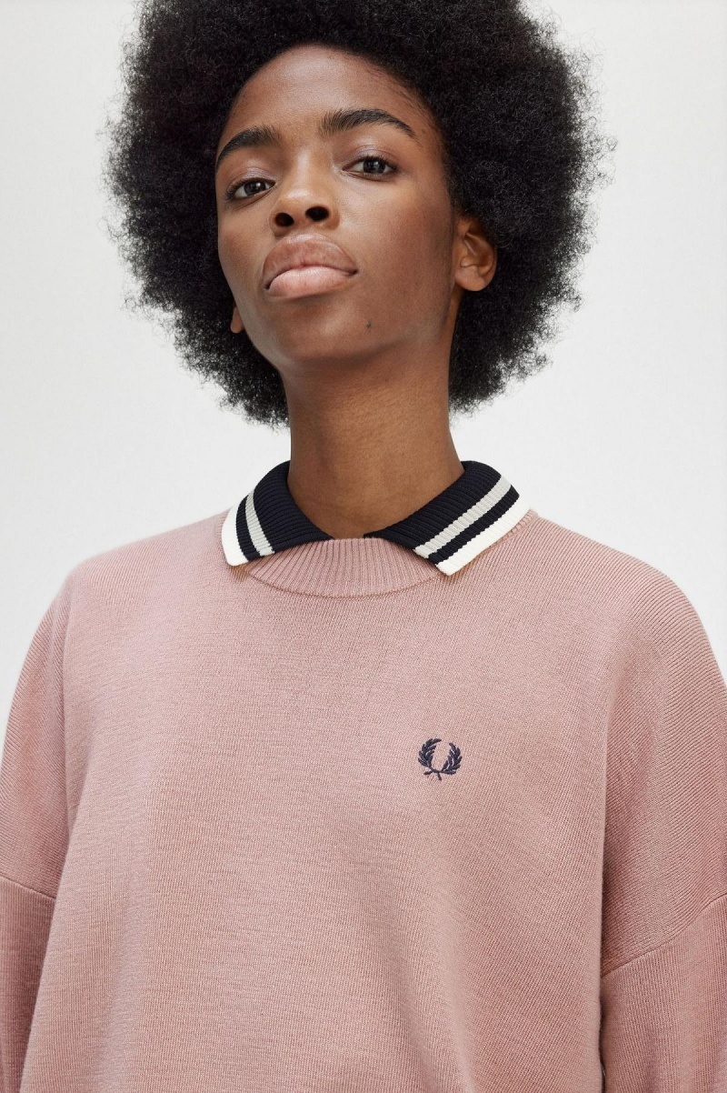 Prendas De Punto Fred Perry Colour Block Jumper Mujer Rosas Rosas | MXXMI97005