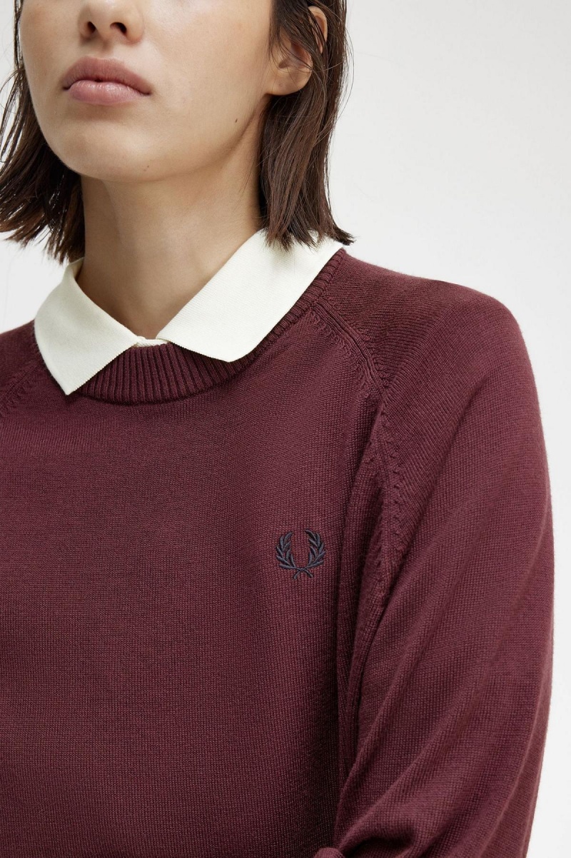 Prendas De Punto Fred Perry Crew Neck Jumper Mujer Oxblood | PMXER74948