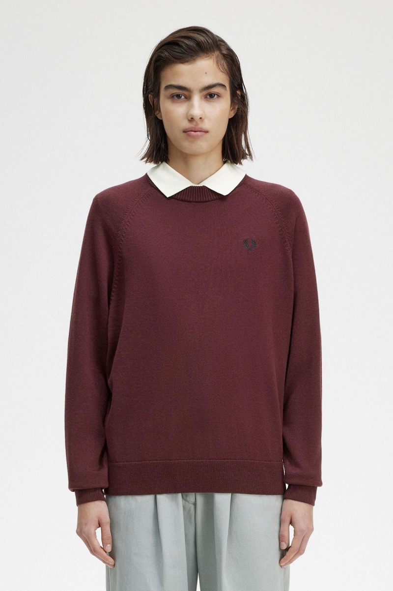 Prendas De Punto Fred Perry Crew Neck Jumper Mujer Oxblood | PMXER74948