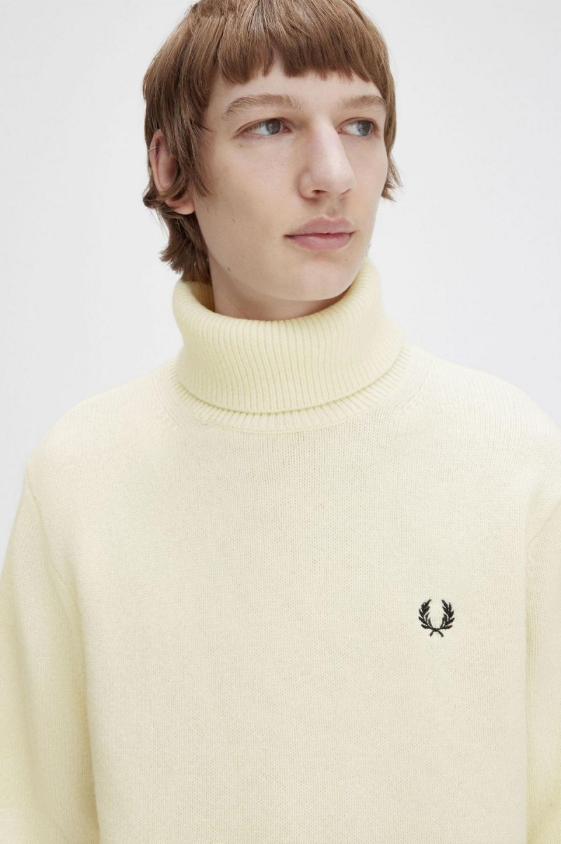 Prendas De Punto Fred Perry De Punto Roll Neck Jumper Hombre Ecru | MXQAV17175