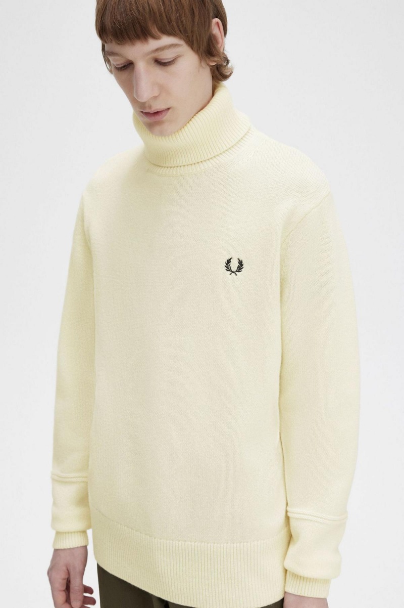 Prendas De Punto Fred Perry De Punto Roll Neck Jumper Hombre Ecru | MXQAV17175