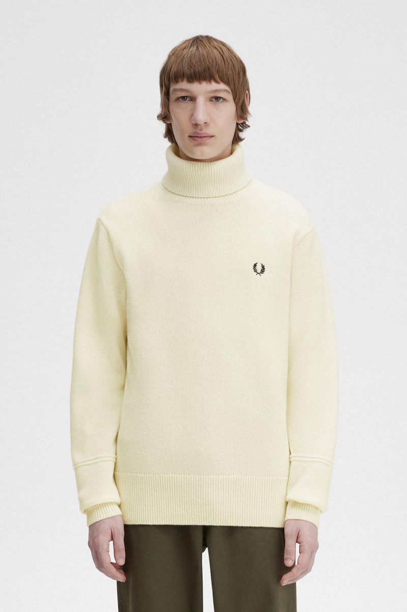 Prendas De Punto Fred Perry De Punto Roll Neck Jumper Hombre Ecru | MXQAV17175