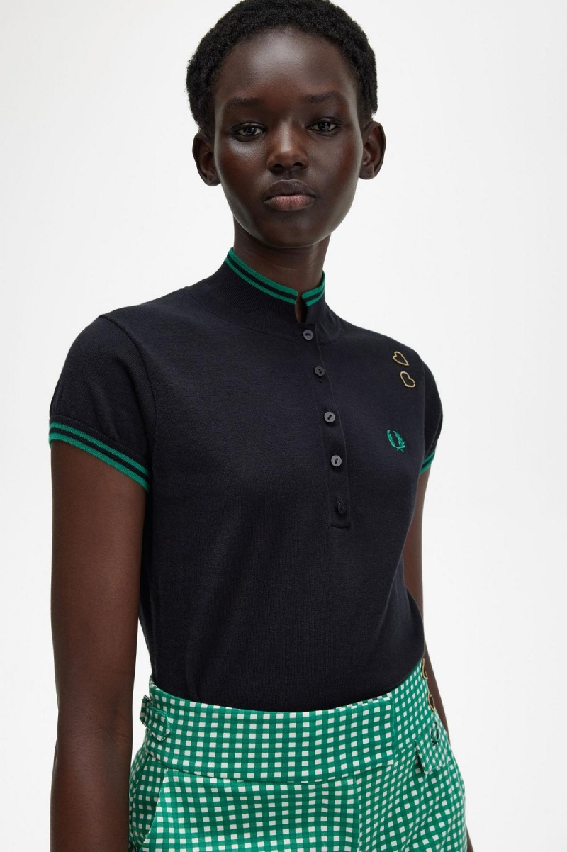 Prendas De Punto Fred Perry De Punto Shirt Mujer Negros | BMXSD35422