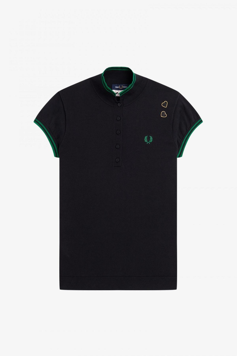 Prendas De Punto Fred Perry De Punto Shirt Mujer Negros | BMXSD35422