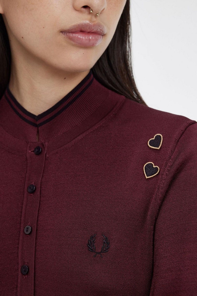 Prendas De Punto Fred Perry De Punto Shirt Mujer Oxblood | FMXHY79767