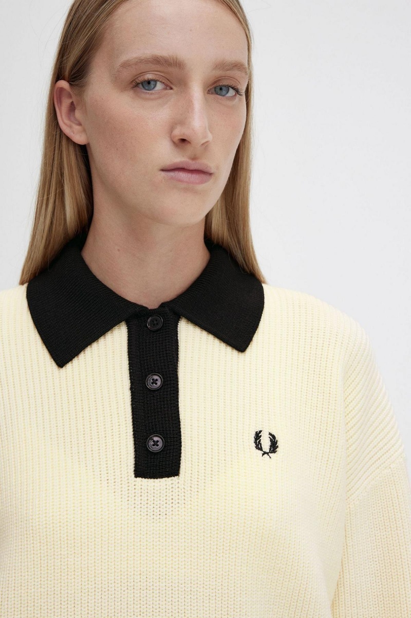 Prendas De Punto Fred Perry De Punto Shirt Mujer Ecru | MXZPD34628