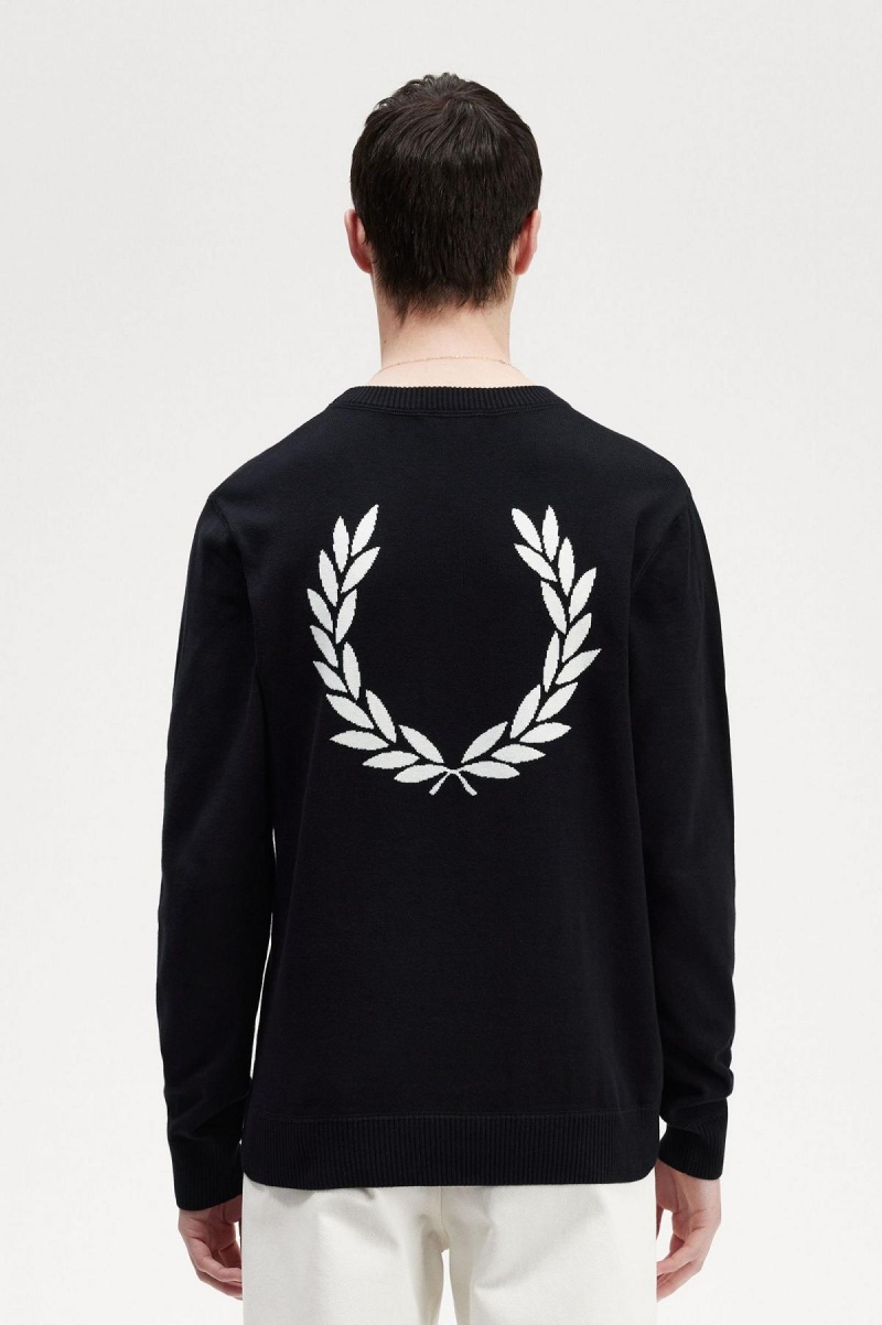 Prendas De Punto Fred Perry Estampados Laurel Wreath Jumper Hombre Negros | QMXWA25421