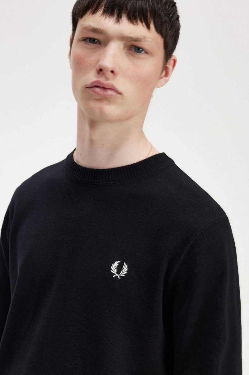 Prendas De Punto Fred Perry Estampados Laurel Wreath Jumper Hombre Negros | QMXWA25421