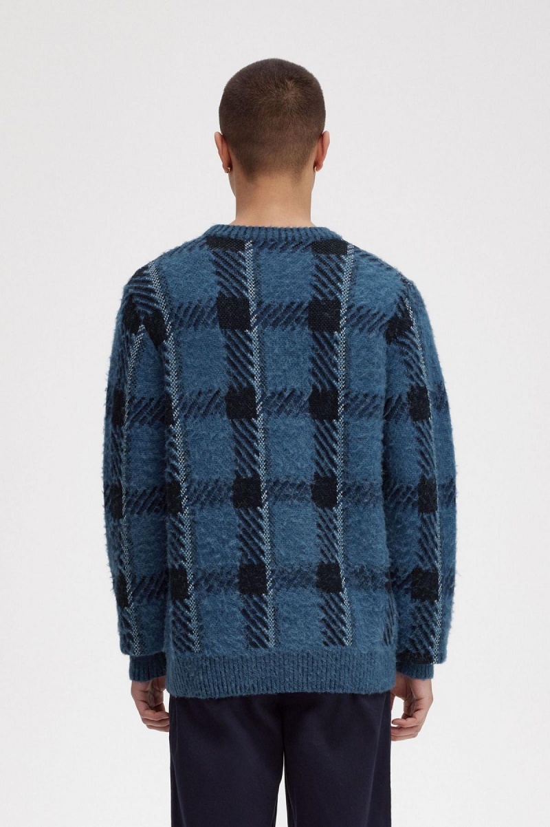 Prendas De Punto Fred Perry Glitch Tartan Jumper Hombre Azules | PMXQX65233