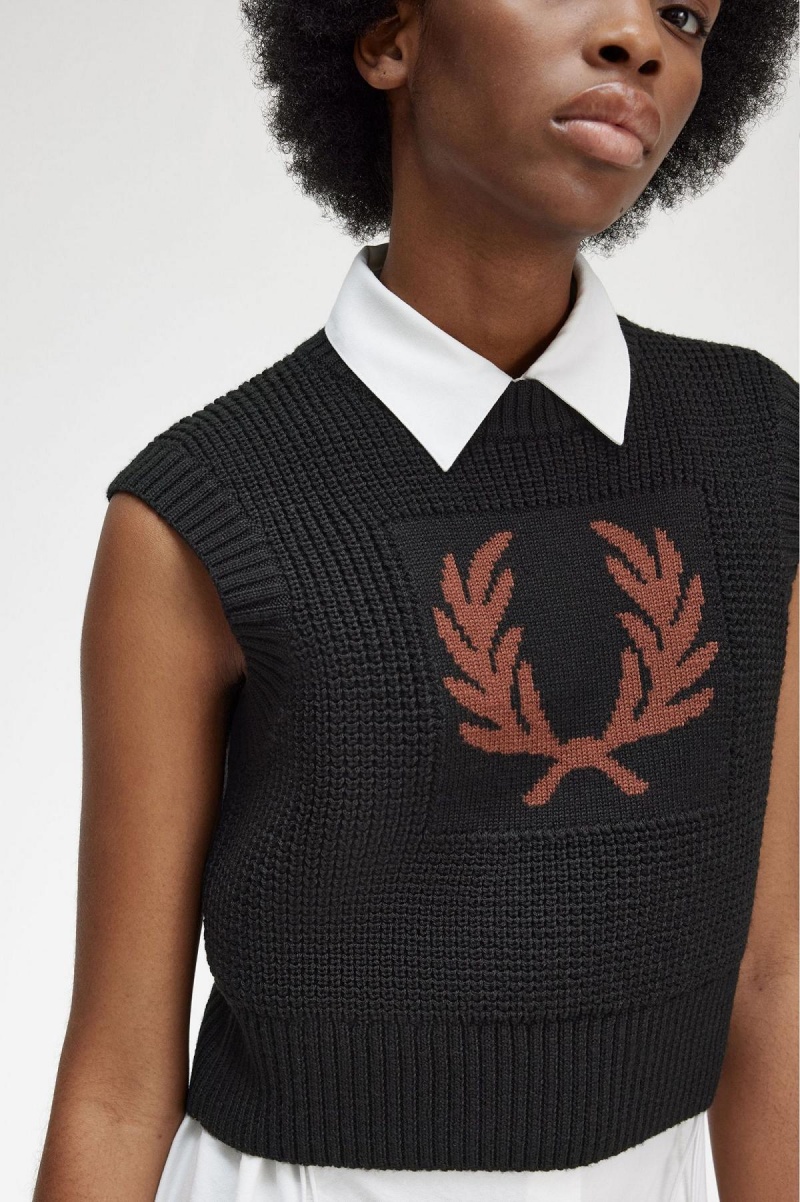 Prendas De Punto Fred Perry Laurel Wreath De Punto Tank Mujer Negros | YMXGT33663