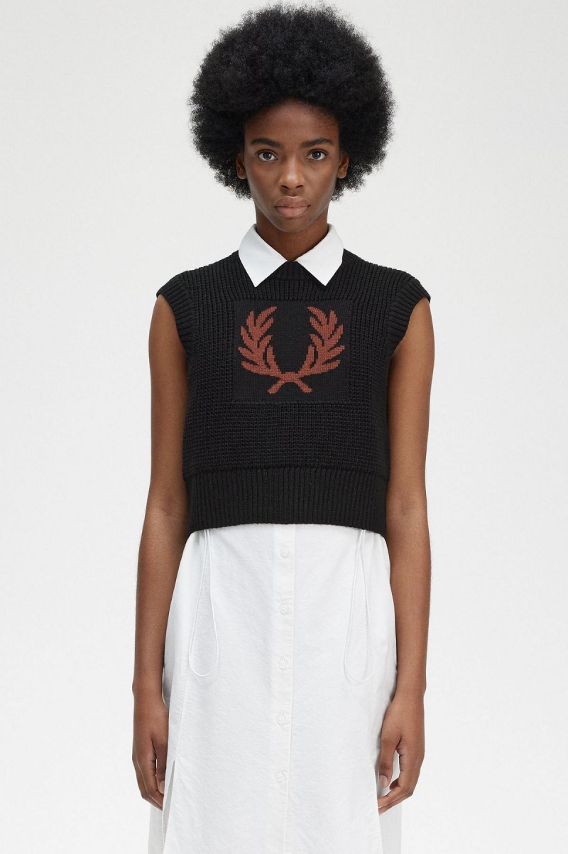 Prendas De Punto Fred Perry Laurel Wreath De Punto Tank Mujer Negros | YMXGT33663