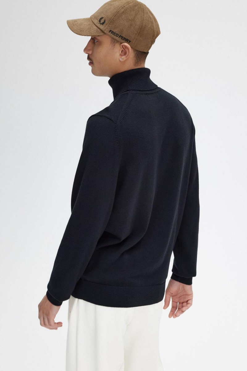 Prendas De Punto Fred Perry Roll Neck Jumper Hombre Negros | MXEGJ52299