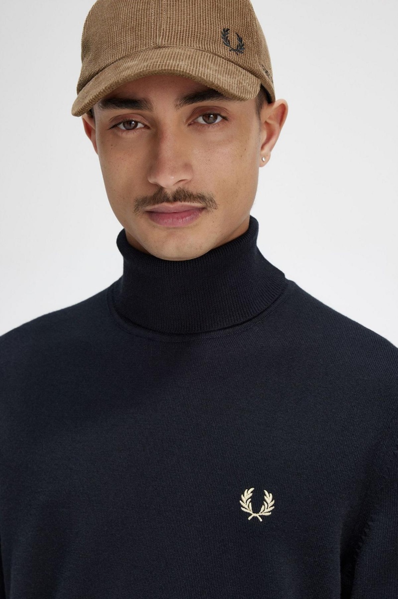 Prendas De Punto Fred Perry Roll Neck Jumper Hombre Negros | MXEGJ52299