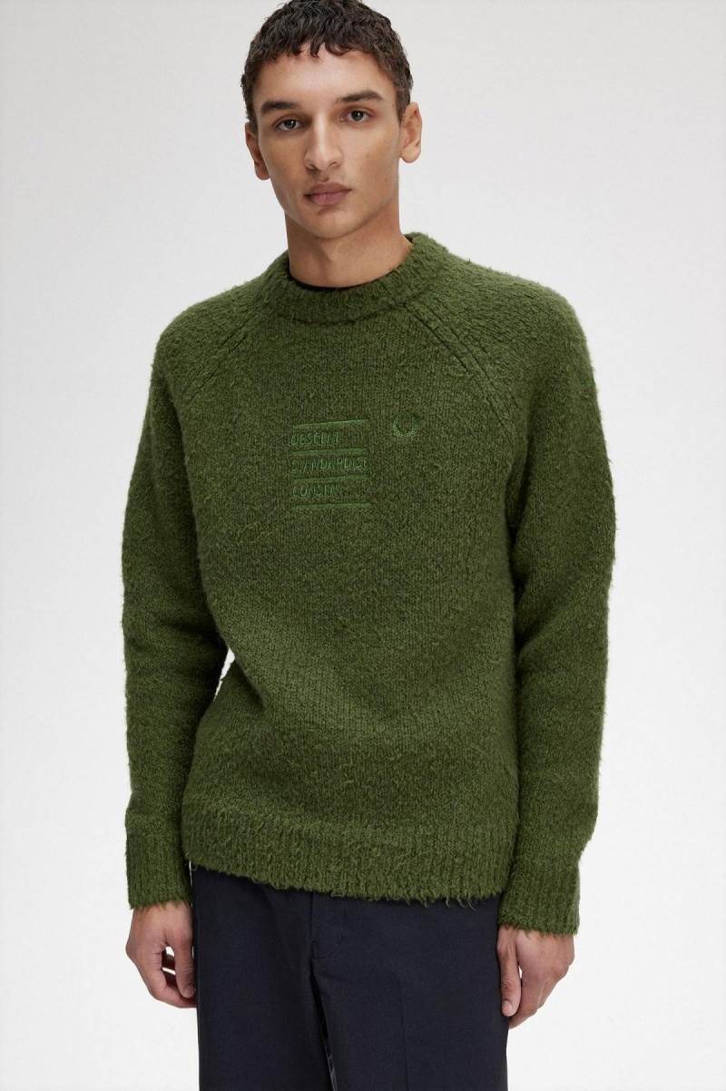 Prendas De Punto Fred Perry Textured De Punto Jumper Hombre Chive | MXXMI86461