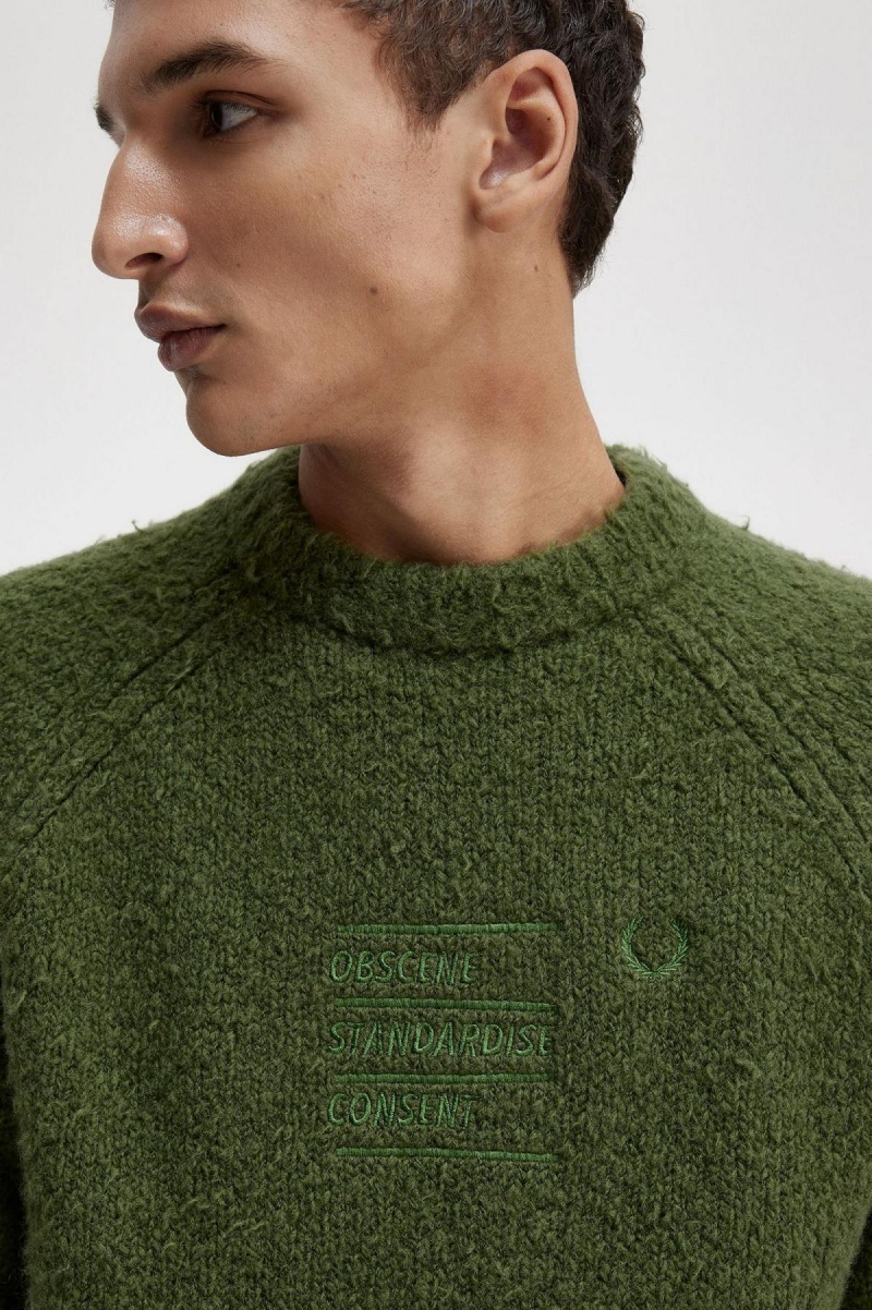 Prendas De Punto Fred Perry Textured De Punto Jumper Hombre Chive | MXXMI86461