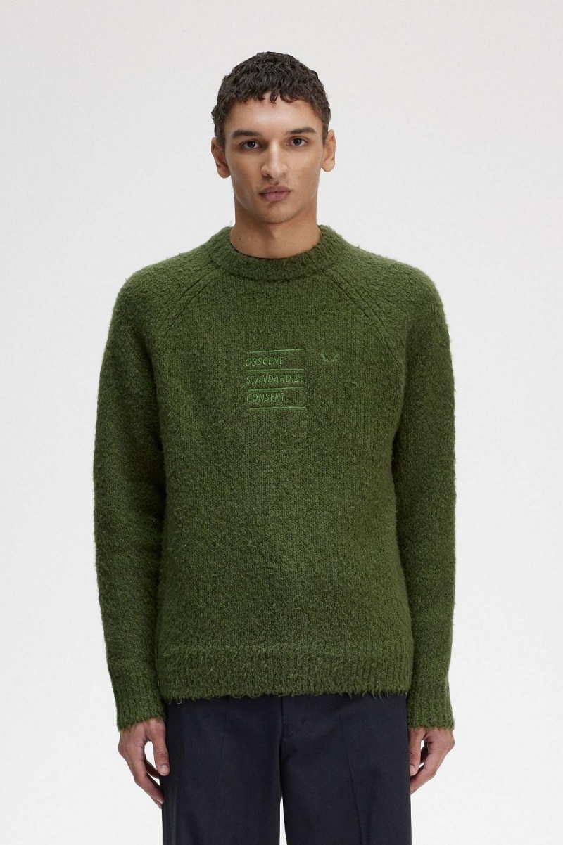 Prendas De Punto Fred Perry Textured De Punto Jumper Hombre Chive | MXXMI86461