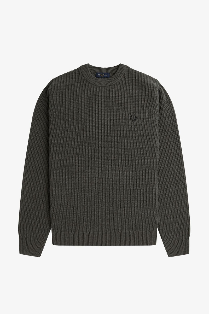 Prendas De Punto Fred Perry Textured Lambswool Jumper Hombre Verdes | EMXHC76836