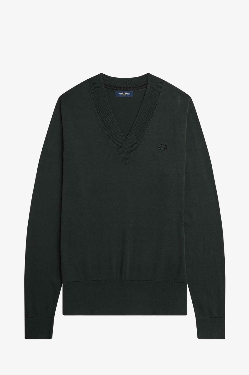 Prendas De Punto Fred Perry V-Neck Jumper Hombre Verdes | MXXBR86851