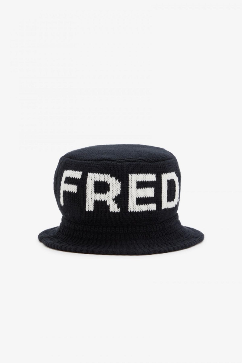 Sombrero Fred Perry De Punto Bucket Accessories Negros Blancos | ZMXMJ20118