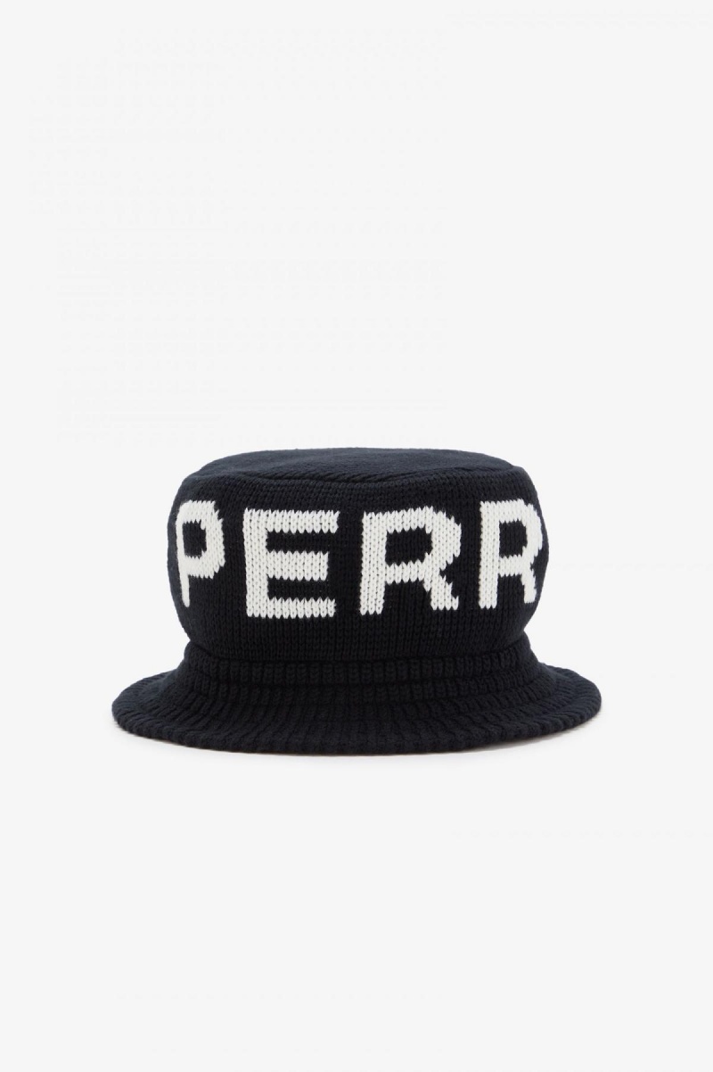 Sombrero Fred Perry De Punto Bucket Accessories Negros Blancos | ZMXMJ20118