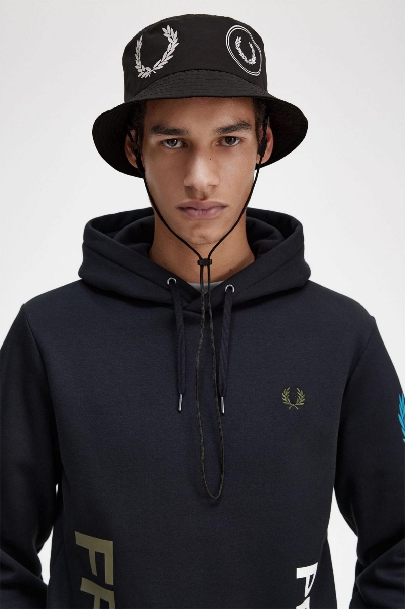 Sombrero Fred Perry Estampados Branding Bucket Accessories Negros | FMXUI76095