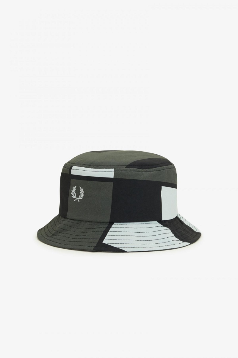 Sombrero Fred Perry Pixel Print Bucket Accessories Azules Verdes Negros | EMXHC83886