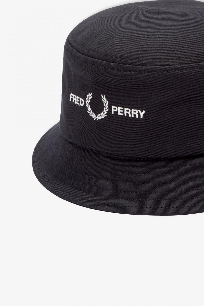 Sombrero Fred Perry Twill Estampados Branding Bucket Accessories Negros | MXXBR61176